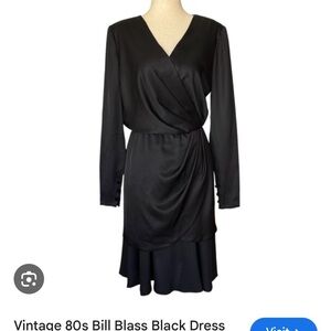 Vintage Bill Bass 80s Elegant Black Dress size 12